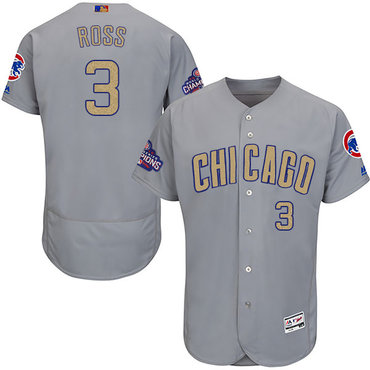 Cubs #3 David Ross World Series Champions Gold Program  FlexBase Jersey