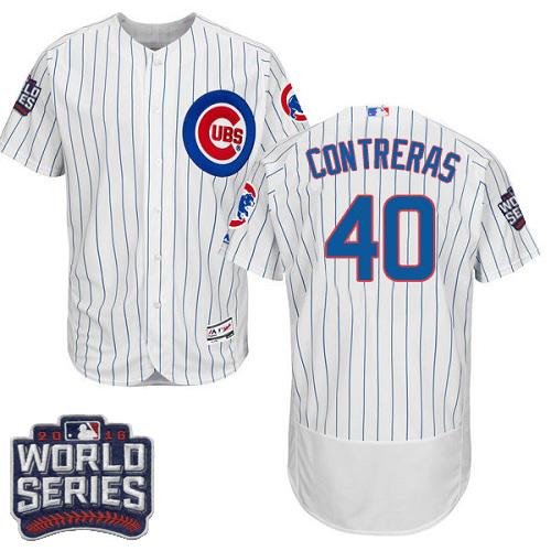 Cubs #40 Willson Contreras White Flexbase Authentic Collection 2016 World Series Bound Stitched MLB Jersey Cubs #40 Willson Contreras White Flexbase Authentic Collection 2016 World Series Bound Stitched MLB Jersey