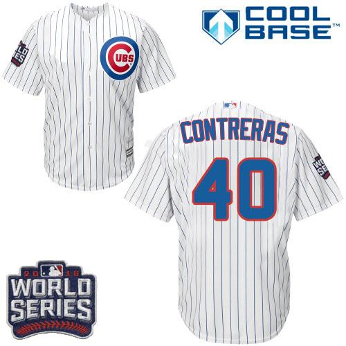 Cubs #40 Willson Contreras White Home 2016 World Series Bound Stitched Youth MLB Jersey
