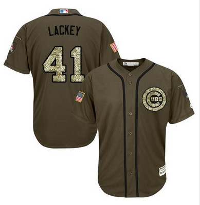 Cubs #41 John Lackey Green Salute to Service Stitched MLB Jersey