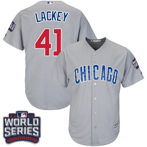 Cubs #41 John Lackey Grey Road 2016 World Series Bound Stitched Youth MLB Jersey