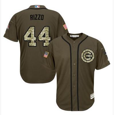Cubs #44 Anthony Rizzo Green Salute to Service Stitched MLB Jersey