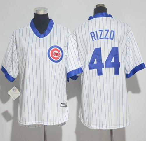 Cubs #44 Anthony Rizzo White(Blue Strip) Cooperstown Women's Stitched MLB Jersey Cubs #44 Anthony Rizzo White(Blue Strip) Cooperstown Women's Stitched MLB Jersey