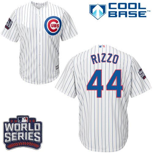 Cubs #44 Anthony Rizzo White Home 2016 World Series Bound Stitched Youth MLB Jersey