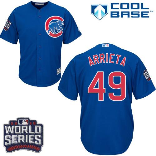 Cubs #49 Jake Arrieta Blue Alternate 2016 World Series Bound Stitched Youth MLB Jersey Cubs #49 Jake Arrieta Blue Alternate 2016 World Series Bound Stitched Youth MLB Jersey