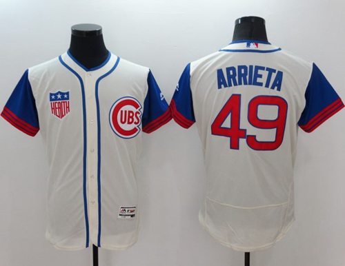 Cubs #49 Jake Arrieta Cream Blue Flexbase Authentic Collection 1942 Turn Back The Clock Stitched MLB Jersey Cubs #49 Jake Arrieta Cream Blue Flexbase Authentic Collection 1942 Turn Back The Clock Stitched MLB Jersey