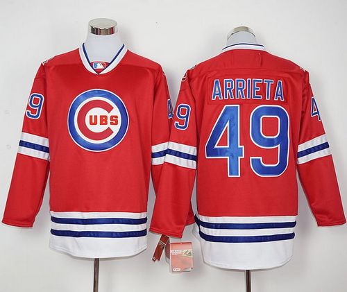 Cubs #49 Jake Arrieta Red Long Sleeve Stitched MLB Jersey Cubs #49 Jake Arrieta Red Long Sleeve Stitched MLB Jersey