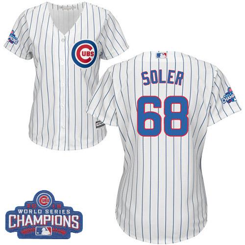 Cubs #68 Jorge Soler White(Blue Strip) Home 2016 World Series Champions Women's Stitched MLB Jersey Cubs #68 Jorge Soler White(Blue Strip) Home 2016 World Series Champions Women's Stitched MLB Jersey