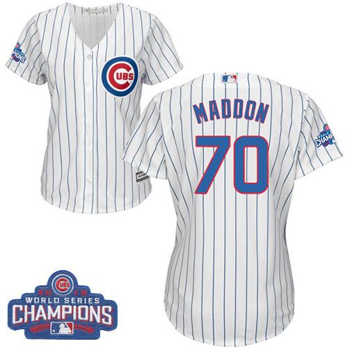 Cubs #70 Joe Maddon White(Blue Strip) Home 2016 World Series Champions Women's Stitched MLB Jersey Cubs #70 Joe Maddon White(Blue Strip) Home 2016 World Series Champions Women's Stitched MLB Jersey