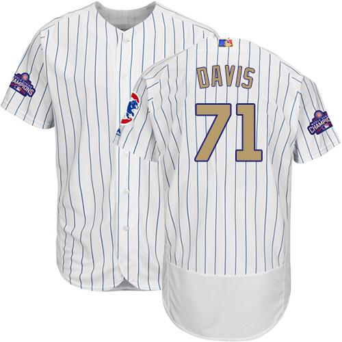 Cubs #71 Wade Davis White(Blue Strip) Flexbase Authentic 2017 Gold Program Stitched MLB Jersey Cubs #71 Wade Davis White(Blue Strip) Flexbase Authentic 2017 Gold Program Stitched MLB Jersey