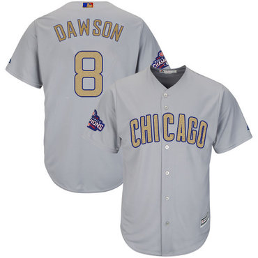 Cubs #8 Andre Dawson World Series Champions Gold Program Cool Base Jersey