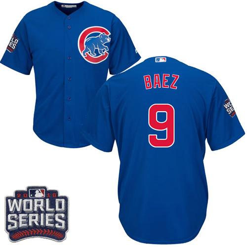 Cubs #9 Javier Baez Blue Alternate 2016 World Series Bound Stitched Youth MLB Jersey Cubs #9 Javier Baez Blue Alternate 2016 World Series Bound Stitched Youth MLB Jersey