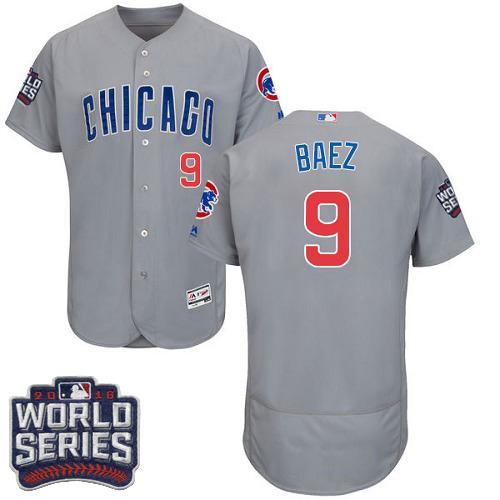Cubs #9 Javier Baez Grey Flexbase Authentic Collection Road 2016 World Series Bound Stitched MLB Jersey Cubs #9 Javier Baez Grey Flexbase Authentic Collection Road 2016 World Series Bound Stitched MLB Jersey