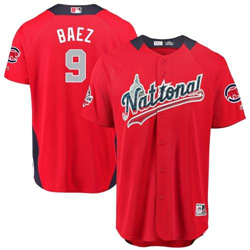 Cubs #9 Javier Baez Red 2018 All-Star National League Stitched Baseball Jersey Cubs #9 Javier Baez Red 2018 All-Star National League Stitched Baseball Jersey