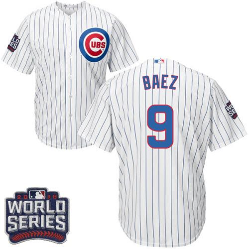 Cubs #9 Javier Baez White Home 2016 World Series Bound Stitched Youth MLB Jersey Cubs #9 Javier Baez White Home 2016 World Series Bound Stitched Youth MLB Jersey