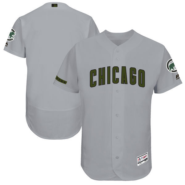 Cubs Blank Gray Men's 2017 Memorial Day Flexbase Player Jersey