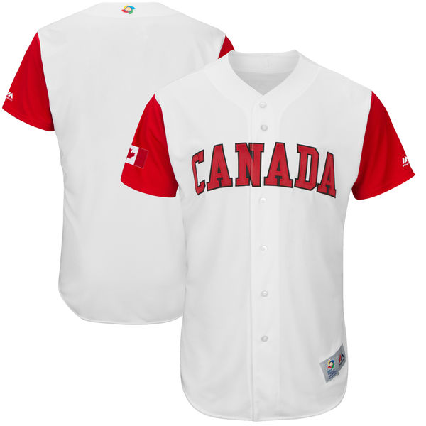 Team Canada Blank White 2017 World Baseball Classic Authentic Customized Stitched MLB Jersey