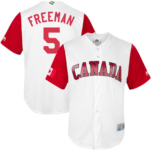 Team Canada #5 Freddie Freeman 2017 World Baseball Classic Authentic Customized Stitched MLB Jersey