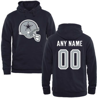 Dallas Cowboys Navy Custom Name & Number Helmet Pullover Hoodie