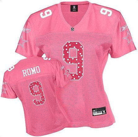 Dallas Cowboys Tony Romo 9 Women Pink Sweetheart Jersey