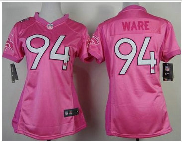 Denver Broncos #94 DeMarcus Ware Pink New Women's Be Luv'd NFL Elite Jersey