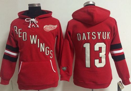 Detroit Red Wings #13 Pavel Datsyuk Red Women's Old Time Heidi NHL Hoodie Detroit Red Wings #13 Pavel Datsyuk Red Women's Old Time Heidi NHL Hoodie