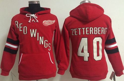 Detroit Red Wings #40 Henrik Zetterberg Red Women's Old Time Heidi NHL Hoodie Detroit Red Wings #40 Henrik Zetterberg Red Women's Old Time Heidi NHL Hoodie