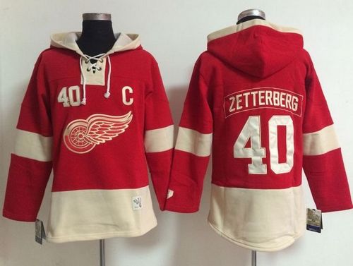Detroit Red Wings #40 Henrik Zetterberg Red Women's Old Time Lacer NHL Hoodie Detroit Red Wings #40 Henrik Zetterberg Red Women's Old Time Lacer NHL Hoodie
