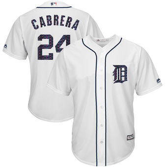 Detroit Tigers Miguel Cabrera Majestic 2017 Stars & Stripes Cool Base Player Jersey - White