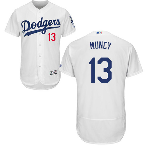 Dodgers #13 Max Muncy White Flexbase Authentic Collection Stitched Baseball Jersey Dodgers #13 Max Muncy White Flexbase Authentic Collection Stitched Baseball Jersey