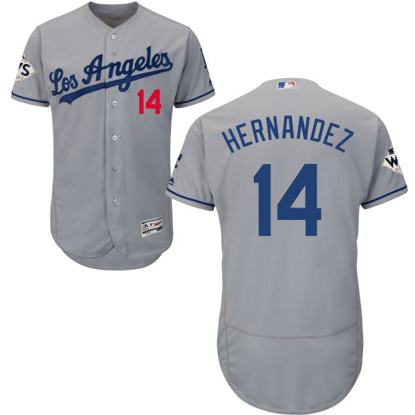 Dodgers #14 Enrique Hernandez Grey Flexbase Authentic Collection 2017 World Series Bound Stitched MLB Jersey