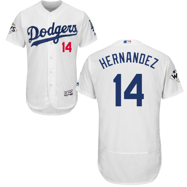 Dodgers #14 Enrique Hernandez White Flexbase Authentic Collection 2017 World Series Bound Stitched MLB Jersey
