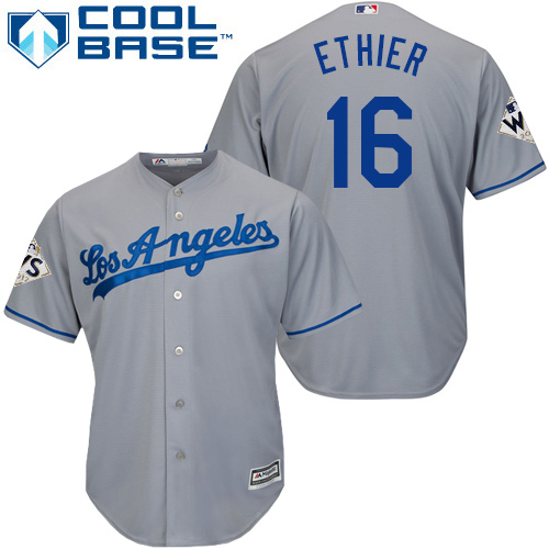 Dodgers #16 Andre Ethier Grey New Cool Base 2017 World Series Bound Stitched MLB Jersey