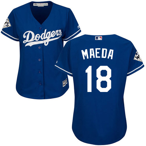 Dodgers #18 Kenta Maeda Blue Alternate 2017 World Series Bound Women's Stitched MLB Jersey