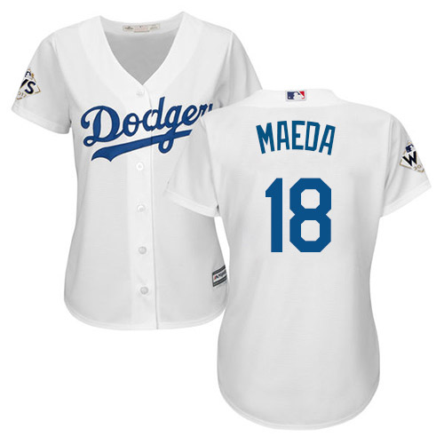 Dodgers #18 Kenta Maeda White Home 2017 World Series Bound Women's Stitched MLB Jersey Dodgers #18 Kenta Maeda White Home 2017 World Series Bound Women's Stitched MLB Jersey