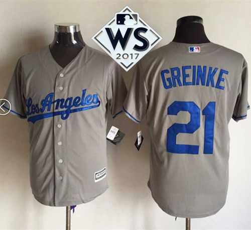 Dodgers #21 Zack Greinke Grey New Cool Base 2017 World Series Bound Stitched MLB Jersey