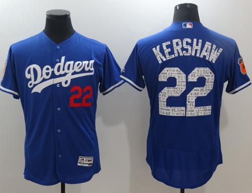 Dodgers #22 Clayton Kershaw Blue 2017 Spring Training Authentic FlexBase Stitched MLB Jersey