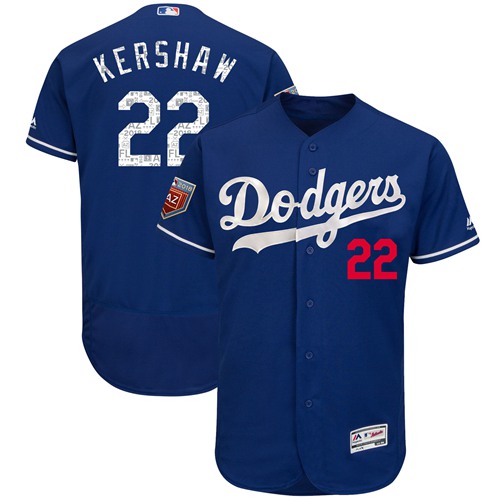 Dodgers #22 Clayton Kershaw Blue 2018 Spring Training Authentic Flex Base Stitched MLB Jersey Dodgers #22 Clayton Kershaw Blue 2018 Spring Training Authentic Flex Base Stitched MLB Jersey