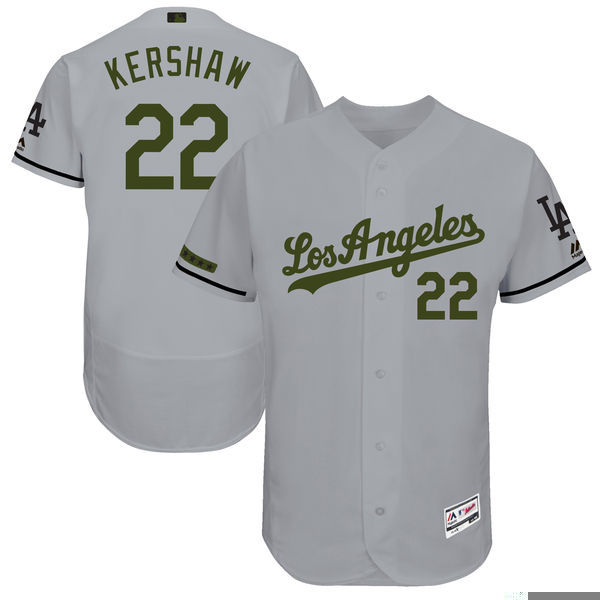 Dodgers #22 Clayton Kershaw Gray Men's 2017 Memorial Day Flexbase Player Jersey
