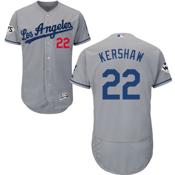 Dodgers #22 Clayton Kershaw Grey Flexbase Authentic Collection 2017 World Series Bound Stitched MLB Jersey