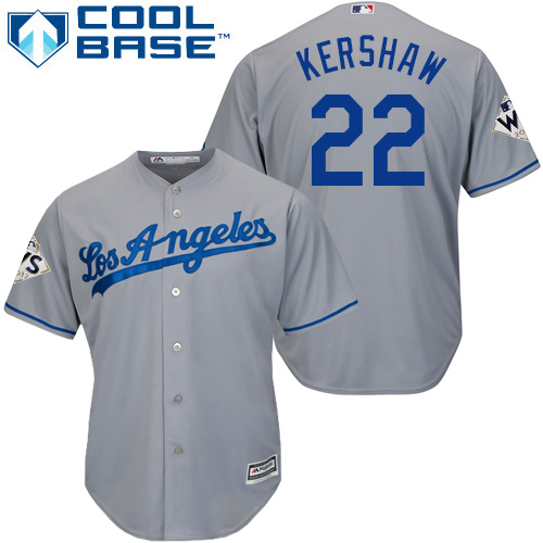 Dodgers #22 Clayton Kershaw Grey New Cool Base 2017 World Series Bound Stitched MLB Jersey