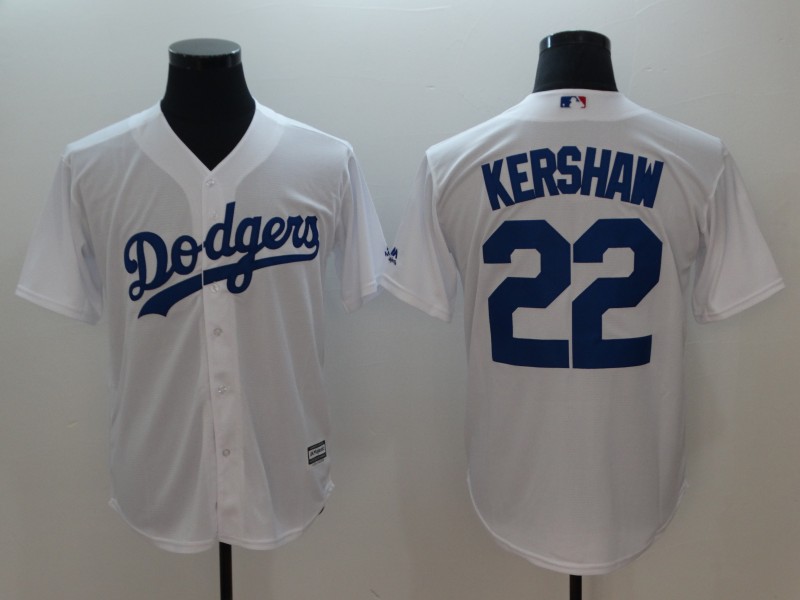 Dodgers #22 Clayton Kershaw White Cool Base Jersey