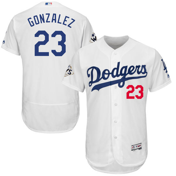 Dodgers #23 Adrian Gonzalez White Flexbase Authentic Collection 2017 World Series Bound Stitched MLB Jersey
