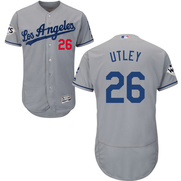 Dodgers #26 Chase Utley Grey Flexbase Authentic Collection 2017 World Series Bound Stitched MLB Jersey