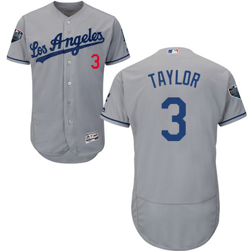Dodgers #3 Chris Taylor Grey Flexbase Authentic Collection 2018 World Series Stitched MLB Jersey Dodgers #3 Chris Taylor Grey Flexbase Authentic Collection 2018 World Series Stitched MLB Jersey
