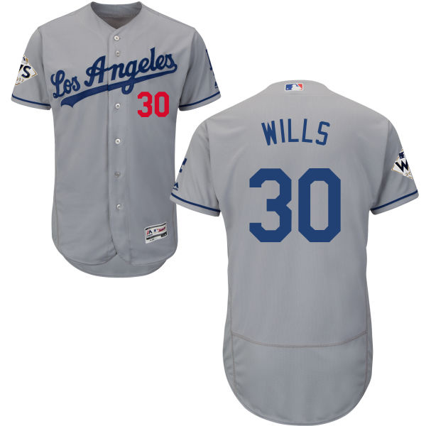 Dodgers #30 Maury Wills Grey Flexbase Authentic Collection 2017 World Series Bound Stitched MLB Jersey