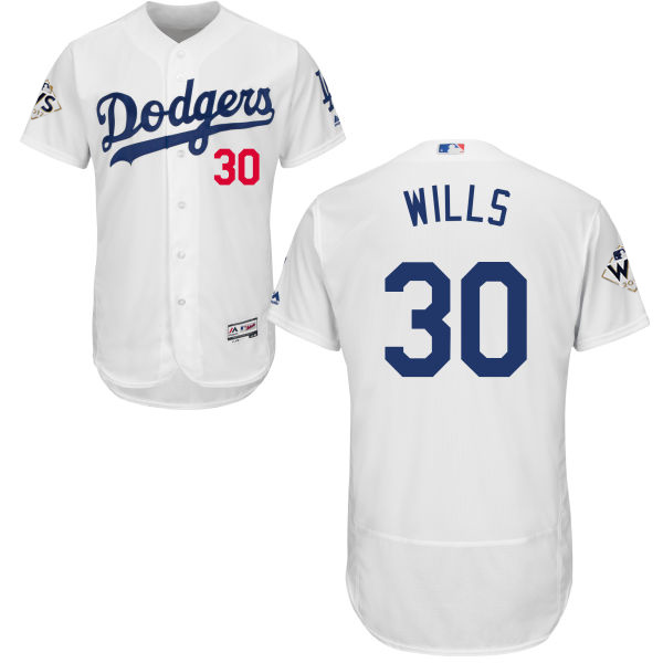 Dodgers #30 Maury Wills White Flexbase Authentic Collection 2017 World Series Bound Stitched MLB Jersey