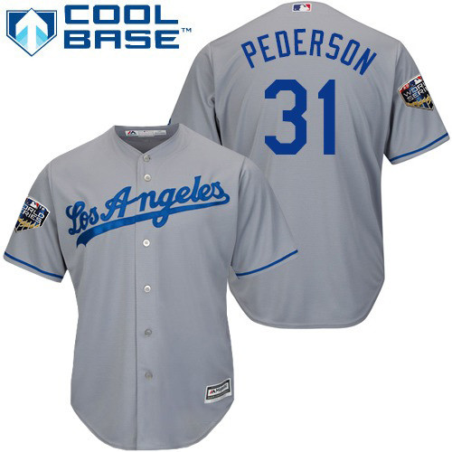 Dodgers #31 Joc Pederson Grey New Cool Base 2018 World Series Stitched MLB Jersey Dodgers #31 Joc Pederson Grey New Cool Base 2018 World Series Stitched MLB Jersey
