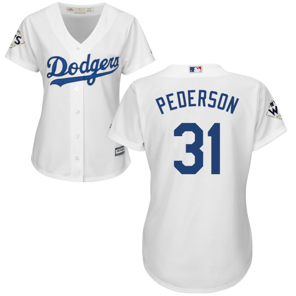 Dodgers #31 Joc Pederson White Home 2017 World Series Bound Women's Stitched MLB Jersey