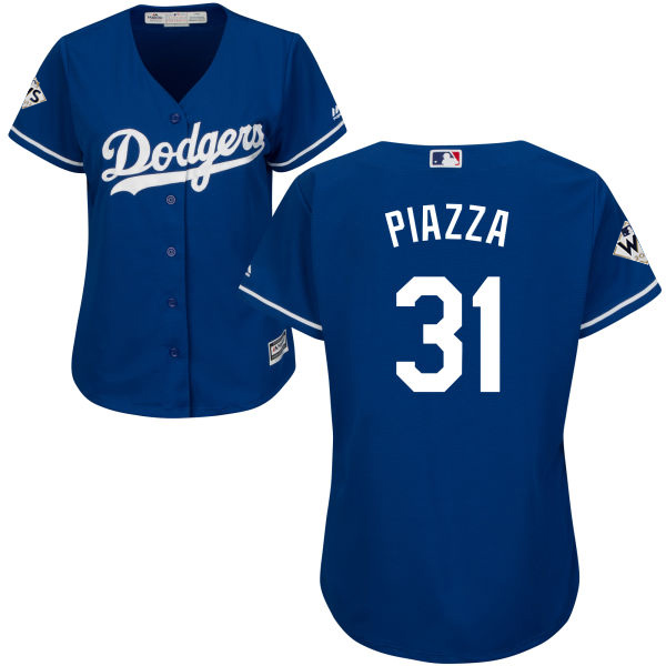 Dodgers #31 Mike Piazza Blue Alternate 2017 World Series Bound Women's Stitched MLB Jersey